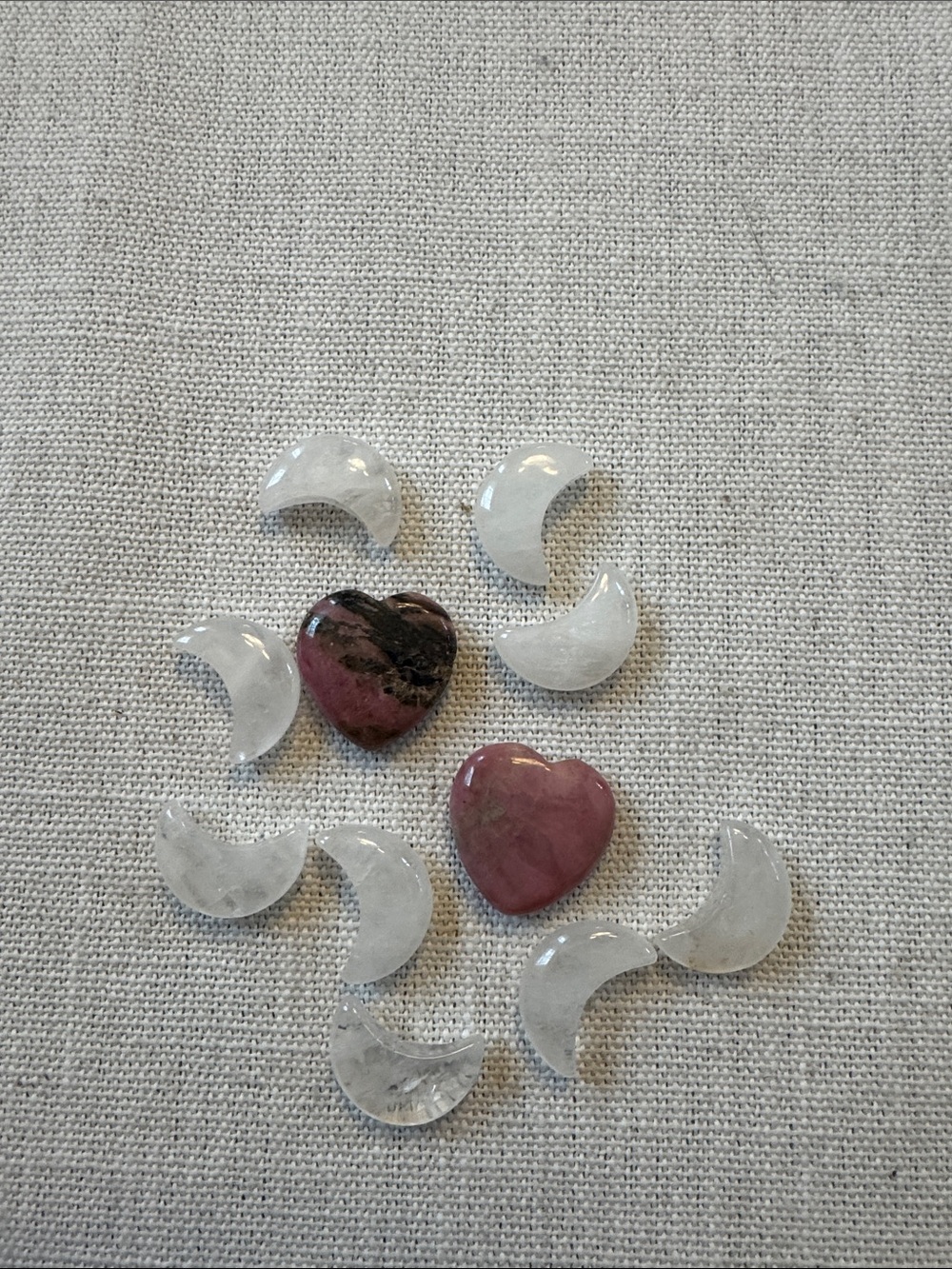 Rose Pink Heart & Clear Moonstone Accent Set